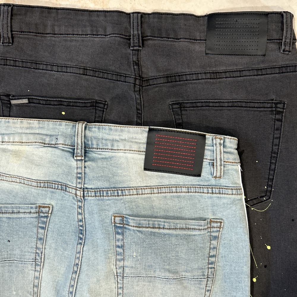 Lot of 2 Serenade Paint Splatter Distressed Jeans Men 34 Black Skinny Streetwear